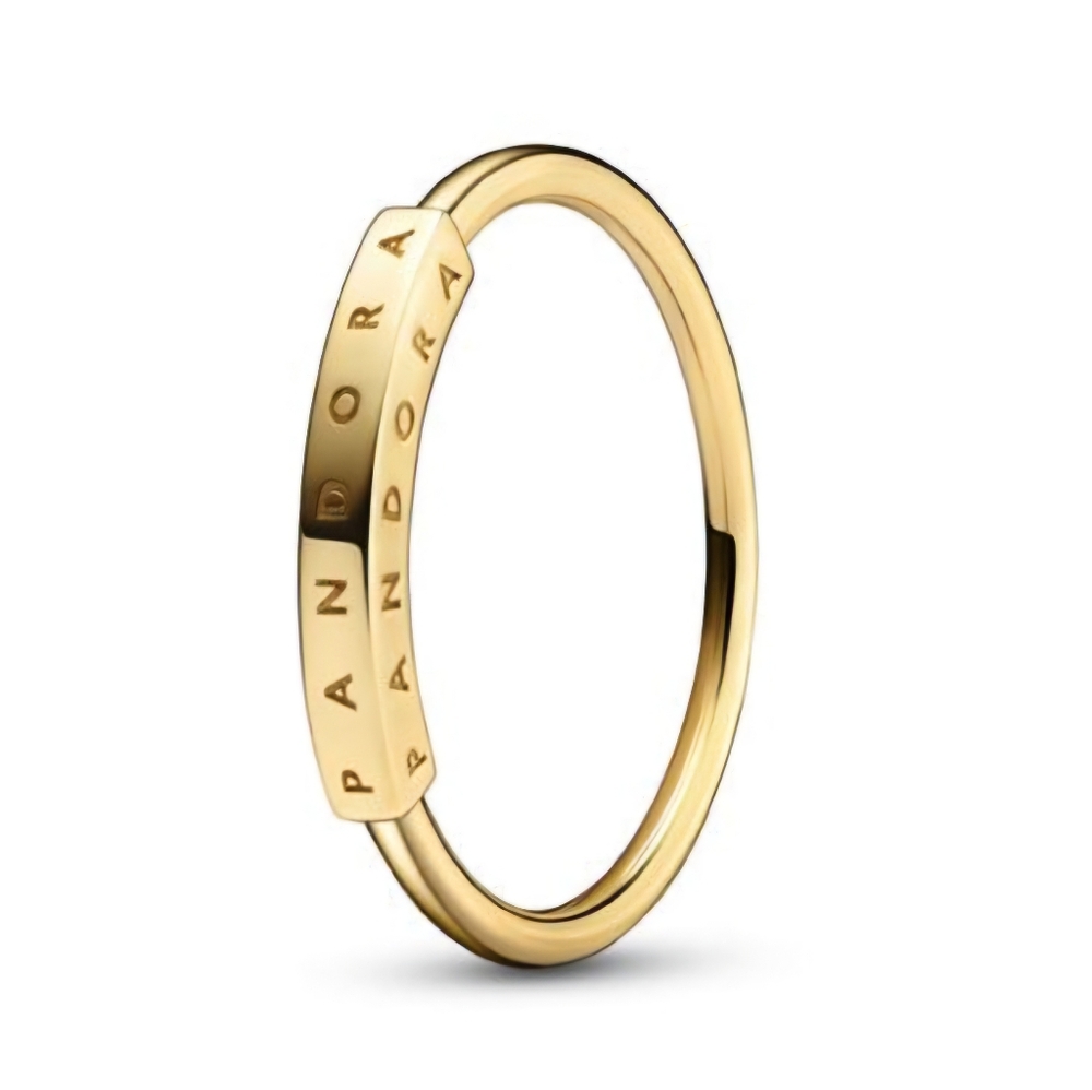 Pandora 14k Gold Signature I-D Ring. Size 52/6.